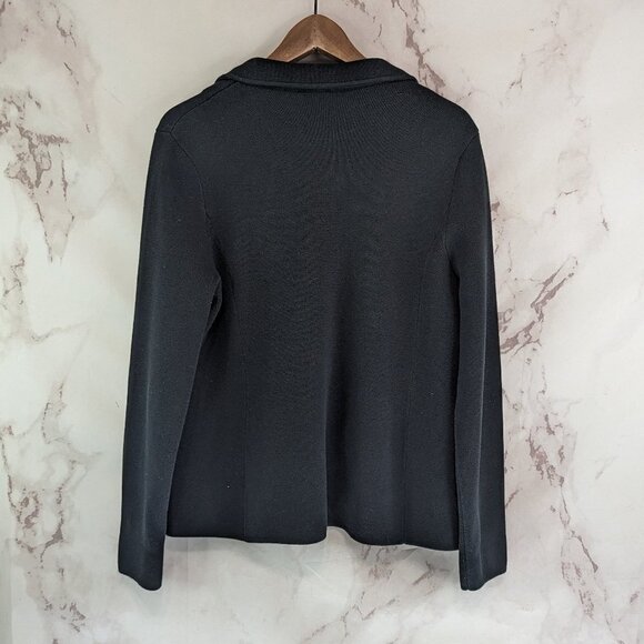 Talbots Sweater Blazer Womens Large 12 14 Black 1 Button Stretch Jacket Zip Knit - Picture 5 of 9